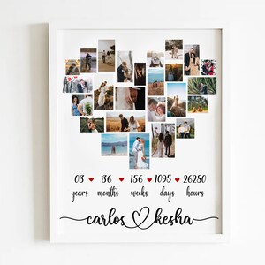 Personaliseer 3e verjaardagscadeau, jubileumcadeau voor hem, cadeau voor vriendin, cadeau voor man, nummerfotocollage, huwelijksverjaardag