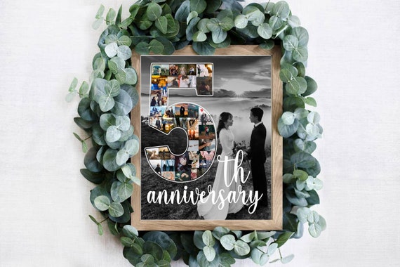 Custom 5th Anniversary Gift for Husband, Number 5 Year Picture