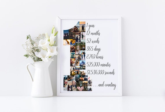 Custom 1st Year Anniversary Collage Gift One Year Down Number Photo Collage First Anniversary Gift For Boyfriend 1 Year Anniversary Gift Art Collectibles Digital Prints Delage Com Br
