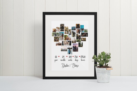 Targa In Legno Per 2° Anniversario - Regalo Coppia, Design Romantico, Diametro 15cm, Legno Massello - Foto 6