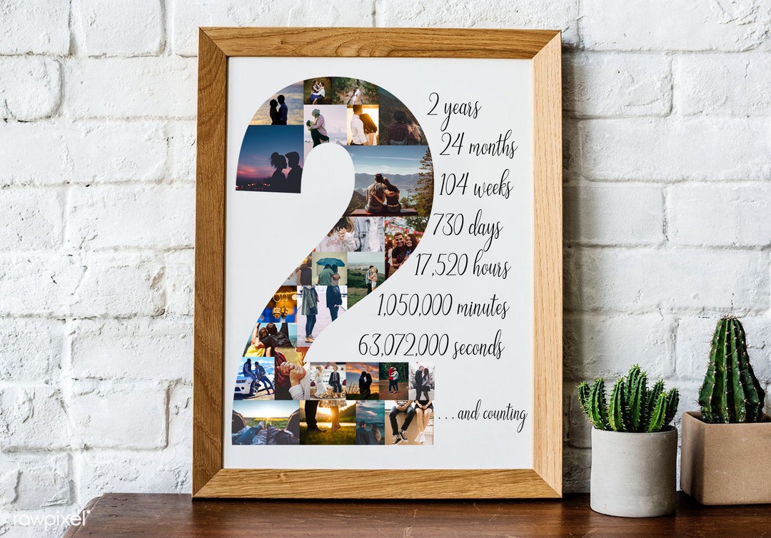 Custom Second Anniversary Collage, Custom 2nd Anniversary Gift, Photo