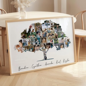 Regalo de árbol genealógico, árbol genealógico personalizado, arte mural de árbol genealógico, árbol de la vida, regalo para la abuela, regalo para la familia, letrero personalizado con el nombre de la familia.