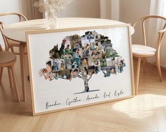 Stammbaum Fotocollage, Personalisiertes Familienschild (Digitaler Download)