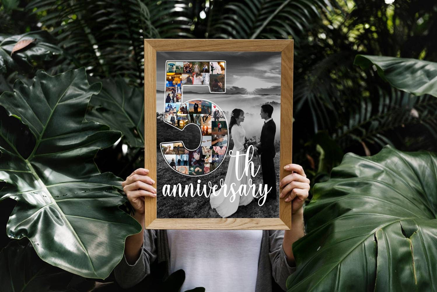 Custom 5th Anniversary Gift for Husband, Number 5 Year Picture Collage ...