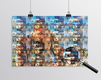 Custom Photo Mosaic, Personalize Anniversary Gift For Husband, Anniversary Collage, Boyfriend Anniversary Gift, Mosaic Picture Printable Art