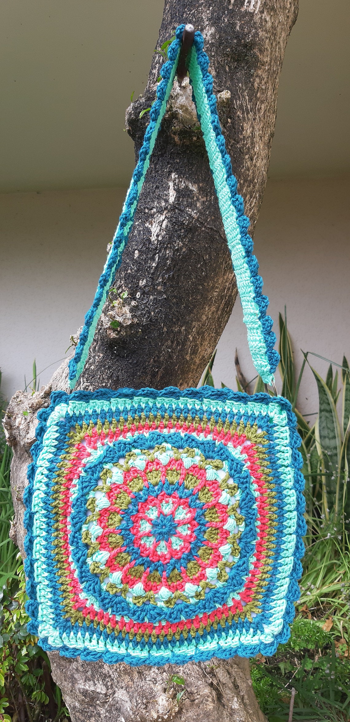 Crochet mandala bag handmade 100 % cotton eco friendly bag | Etsy