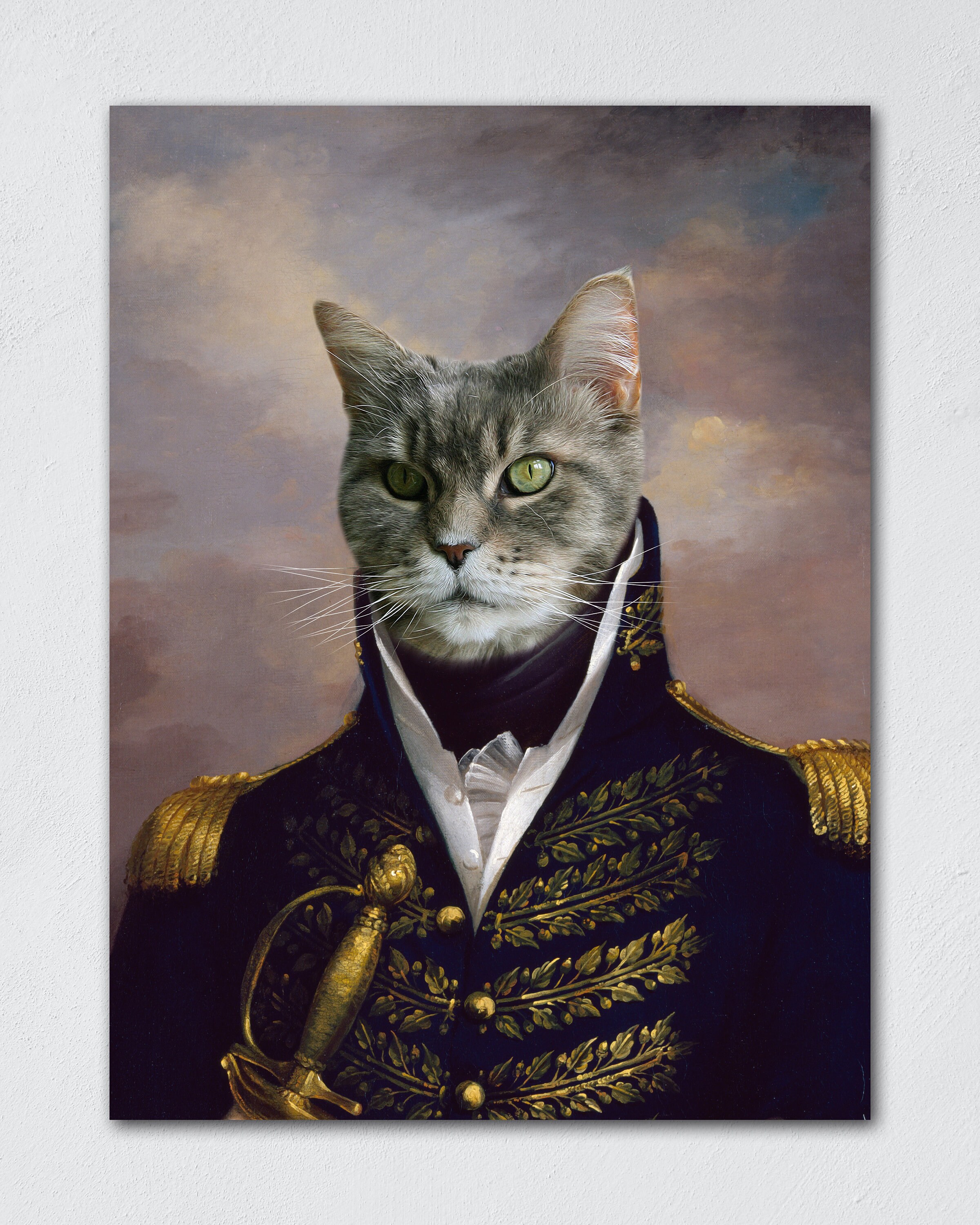 Sphynx Cat Renaissance Regal Vintage Style Pet Portrait Poster Canvas.