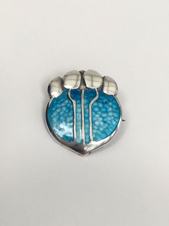 Antique Art Nouveau brooch silver and enamel James