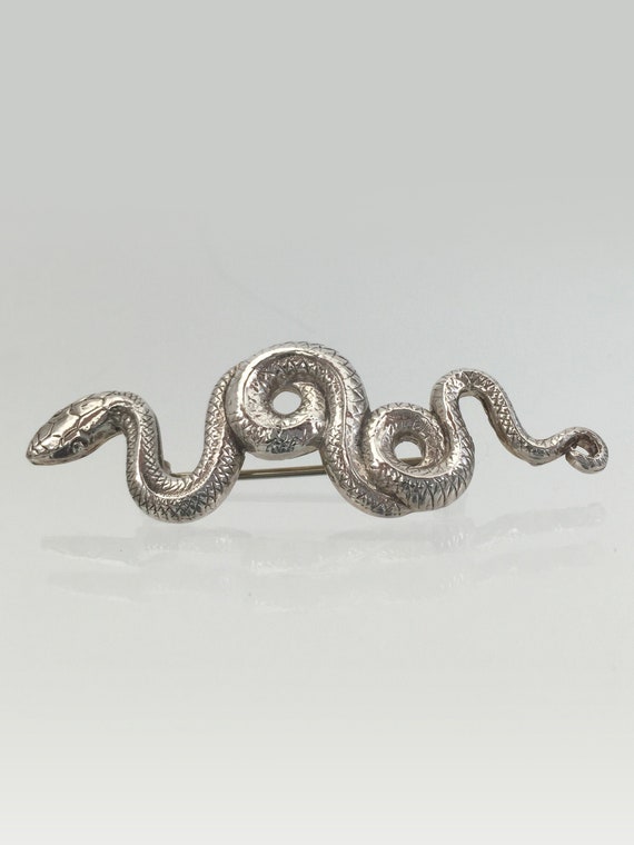 Vintage silver snake brooch 1980s