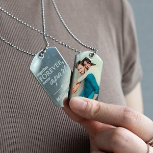 Custom Photo Dog Tag Necklaces, Custom Military ID Tag Necklace, Custom Father&#39;s Day Gift