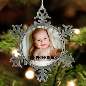 Snowflake Ornament Personalized, Custom Pewter Snowflake Ornament, Photo Snowflake Pewter Ornaments,