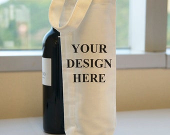 Personalized Wine Bag, Photo Wine Bags, Custom Cotton Wine Tote - Wine Gifts