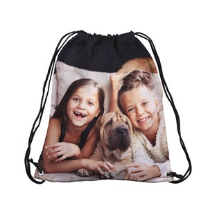Personalized Photo Drawstring Backpack, Custom Logo Bag Backpacks, Design Your Own Sports Bag