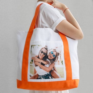 Custom Large Canvas Tote Bag, Your Own Photo Canvas Tote Bag, Photo Classic Canvas Totes