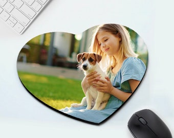 Custom Photo Mouse Pad: Personalized Desk Mat, Rectangle, Round, or Heart