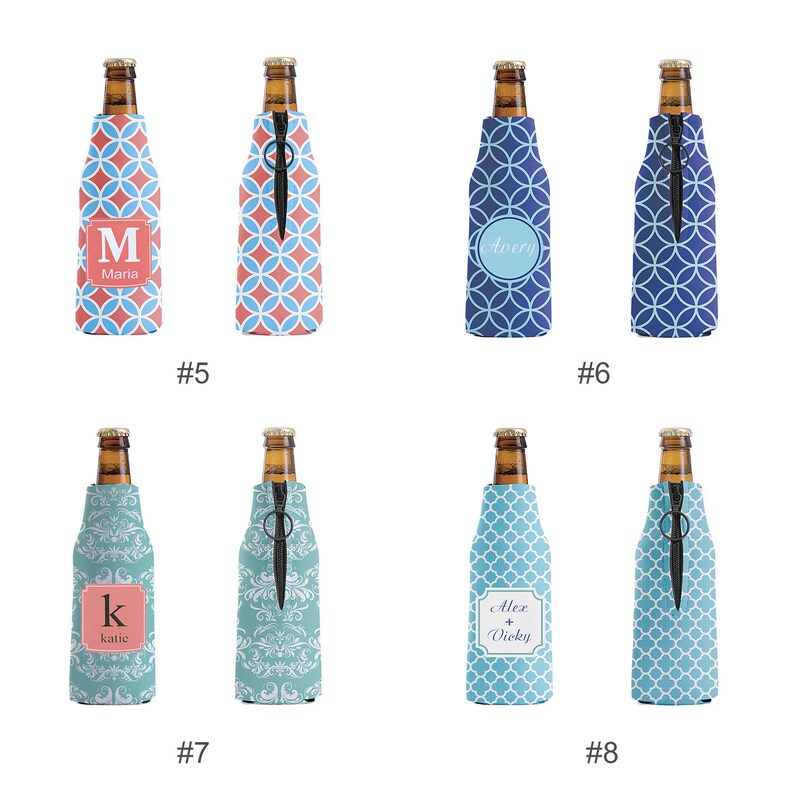 Personalized Bottle Cooler Custom Navy Grid Bottle Cooler Etsy