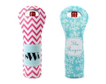 Personalized Neoprene Wine Tote Bag: Custom Name Bottle Carrier
