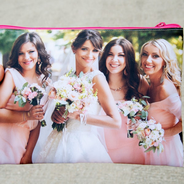 Custom Makeup Bag for Bridasmaids, Photo Cosmetic Bag, Same Image