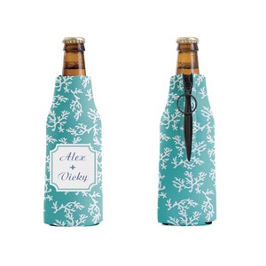 Personalized Bottle Cooler, Custom Aqua Reef Bottle Cooler, Zipper Bottle Coolers