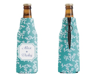 Enfriador de botellas Aqua Reef personalizado: Enfriador de latas de neopreno con cremallera