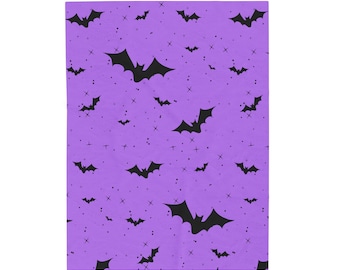 Starry Bats - Fioletowy aksamitny koc pluszowy