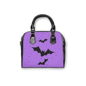 Purple, Starry Bats Convertible Handbag