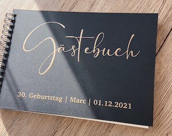 personalisiertes Fotoalbum - Geburtstag - Jubiläum - Party - Feier - Geschenk - 18 20 30 40 50 60 - Gästebuch Scrapbook A4 schwarz Ringbuch