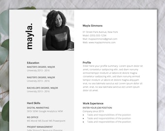 English Resume Template: Cover letter, Resume, Reference list for Word and Pages "Mayla" (A4 and US letter)