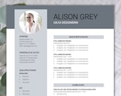 Bewerbungsvorlage Deutsch: Deckblatt, Anschreiben, Lebenslauf und Anlagenverzeichnis für Word und Pages "Alison"