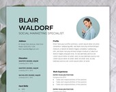 English Resume Template: Cover letter, Resume, Reference list for Word and Pages "Blair" (A4 and US letter)