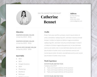 English Resume Template: Cover letter, Resume, Reference list for Word and Pages "Catherine" (A4 and US letter)