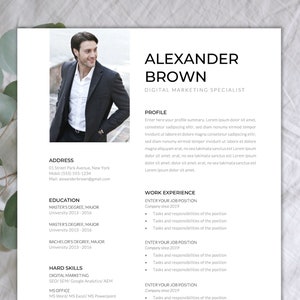 English Resume Template: Cover letter, Resume, Reference list for Word and Pages "Alexander" (A4 and US letter)