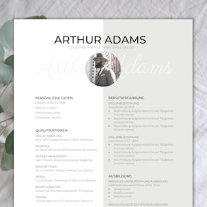 Application template German: cover sheet, cover letter, CV and list of attachments for Word and Pages &quot;Arthur&quot;