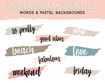 Instagram Story Stickers | Pastel Bundle | Words & Backgrounds | Weekdays | Blogger | PNG | Social Media | Instagram Stories