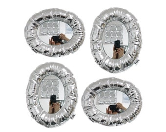 Padded fabric mirror /puffy mirror / Cushion mirror / circle mirror / silver oval mirror