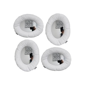 Padded fabric mirror /puffy mirror / Cushion mirror / circle mirror / White oval mirror