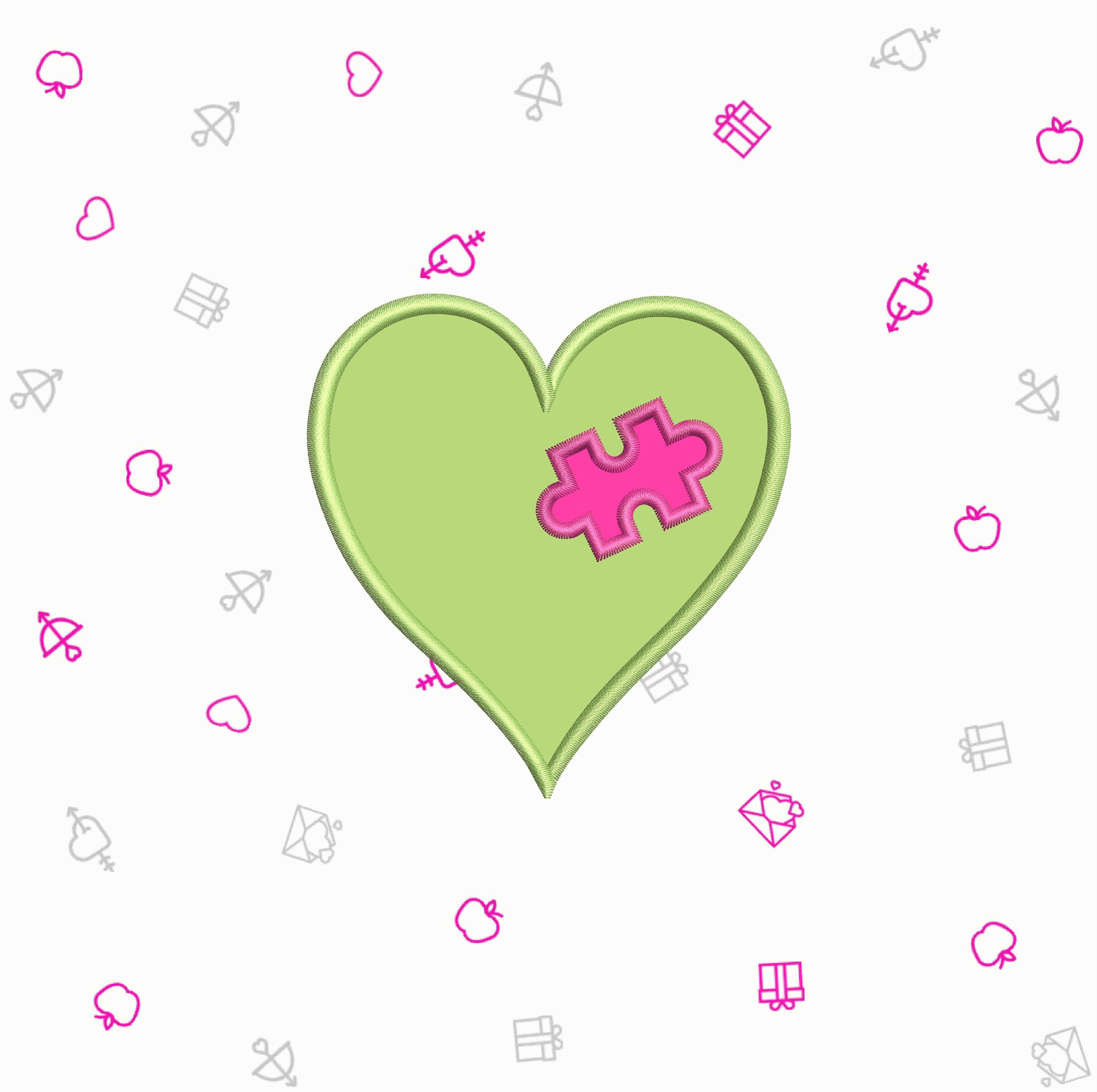 Heart puzzle applique design valentines day applique love  etsy Heart puzzle applique design valentines day applique love  etsy