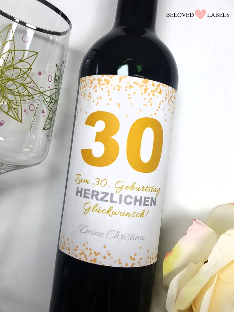 Personalisiertes Wein Flaschen Etikett Geburtstag Gold Etsy