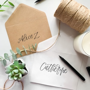 Personalized Envelope + Card Set with Custom Name/Text | Custom Stationery Set, Personalized Stationery, Calligraphy Handwritten Envelope