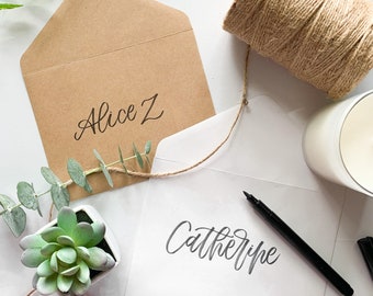 Personalized Envelope + Card Set with Custom Name/Text | Custom Stationery Set, Personalized Stationery, Calligraphy Handwritten Envelope