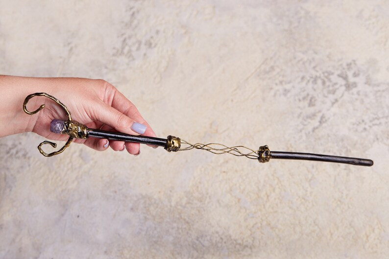 Magic wand Amethyst Crystal Skyrim witchcraft wand wizard Etsy
