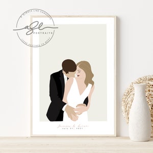 RETRATO SIN ROSTRO DE BODA de la foto- Retrato digital de pareja- Ilustración de retrato de dibujos animados personalizado- Dibujo vectorial imprimible