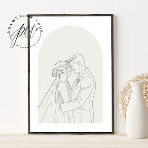 RETRATO DE BODA PERSONALIZADO de regalo de recuerdo de foto-retrato _ Ilustración de pareja personalizada- ilustración de boda personalizada- dibujo lineal-