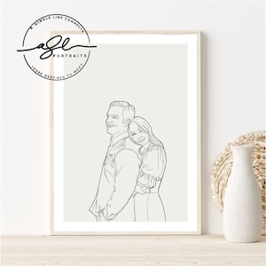 CUSTOM ENGAGEMENT PORTRAIT- from photo- custom couple illustration- personalised engaggement gift  _ finance gift _illustrated portrait