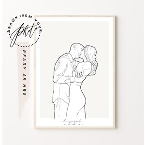 CUSTOM LINE DRAWING _ engagement  portrait drawing from photo _ Digital portrait in 48 hours-