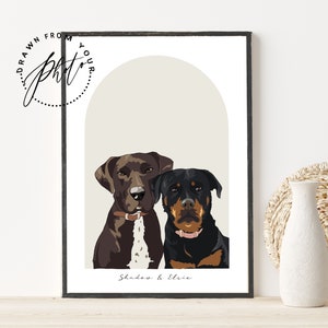 2 PET PORTRAIT ILLUSTRATION-  from photo - Peek a boo pet illustration - Personalised  dog portrait