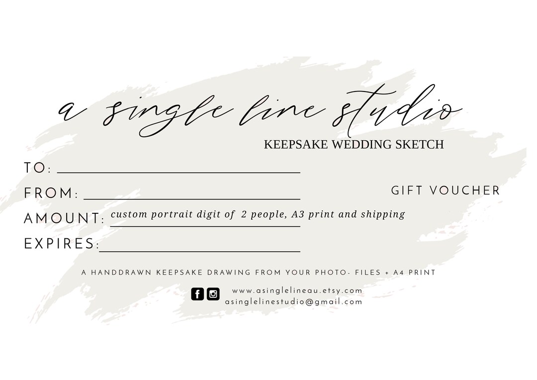 WEDDING GIFT VOUCHER A3 Print and Portrait Inc Shipping Etsy