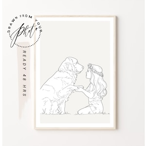 CUSTOM LINE DRAWING _ Custom Family  portrait drawing from photo _ Digital portrait in 48 hours-