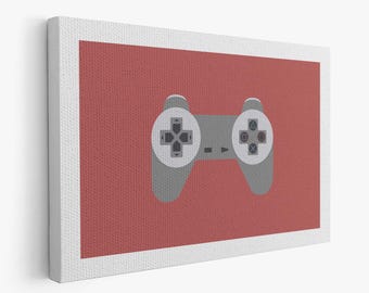 Minimalistischer Joy Leinwand Druck: Retro Gaming Wandkunst