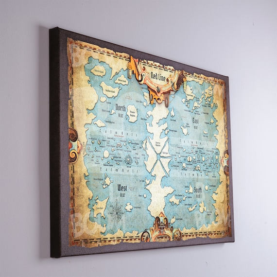 Anime One Piece World Map, Canvas Map, World Map, Canvas Scroll